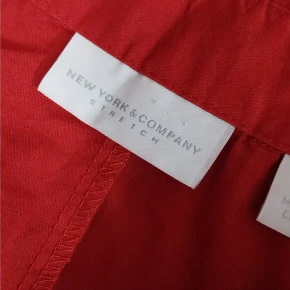 NEW YORK & CO.! ROUGE RED COTTON BLEND JEWELED COLLAR BUTTON FRONT BLOUSE! SZ XL - Picture 7 of 10